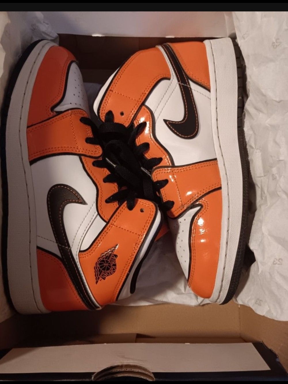 Kids Orange & White High-Top Sneakers with Black Accents
